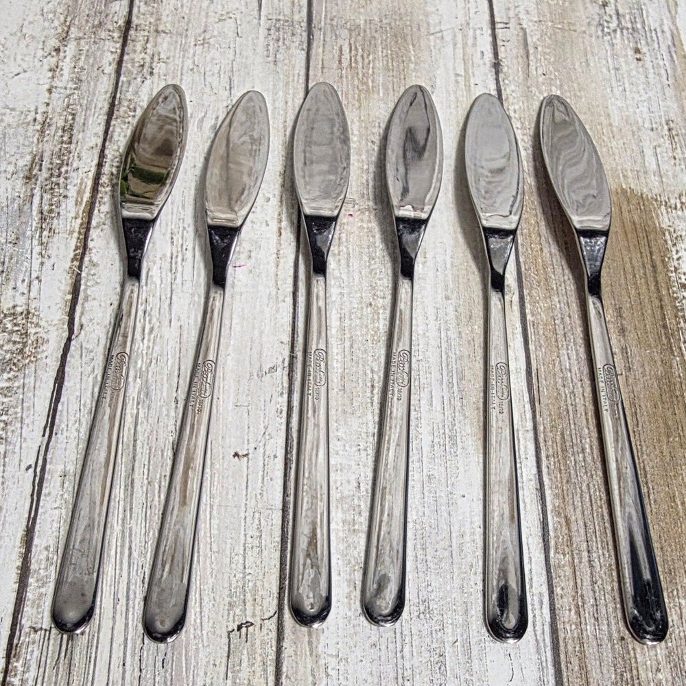 Becchetti Italy 18/10 Stainless Steel Fish Knives Set of 6 Silverware Flatware - Picture 2 of 11